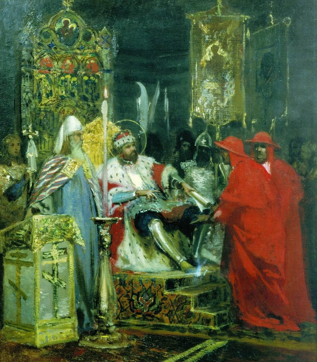 Henryk Siemiradzki - Aleksandr Nevskij salva i legati pontifici
